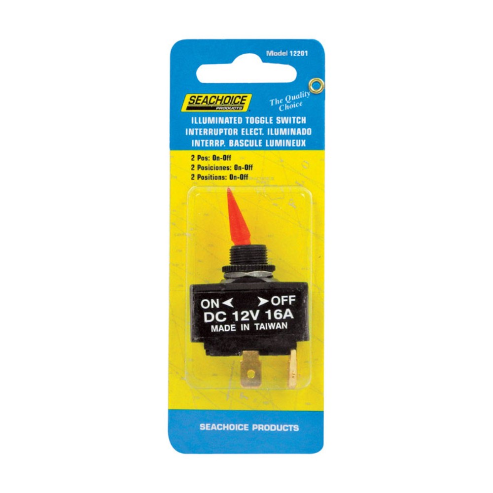Seachoice 12201 Plastic 12V On/Off 3-Screw Terminal Illuminated Toggle Switch