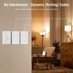 Wireless Wall Switch Remote Control Outlet, No Wiring, 100ft RF Range, Pre-Pr…