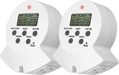 Indoor Timer, 2 Grounded Outlet EZ Digital Timer for Clamp, Grow Light, Aquarium