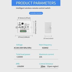 433MHz Wireless Remote Control Switch Lamps Controller Electrical Appliances New