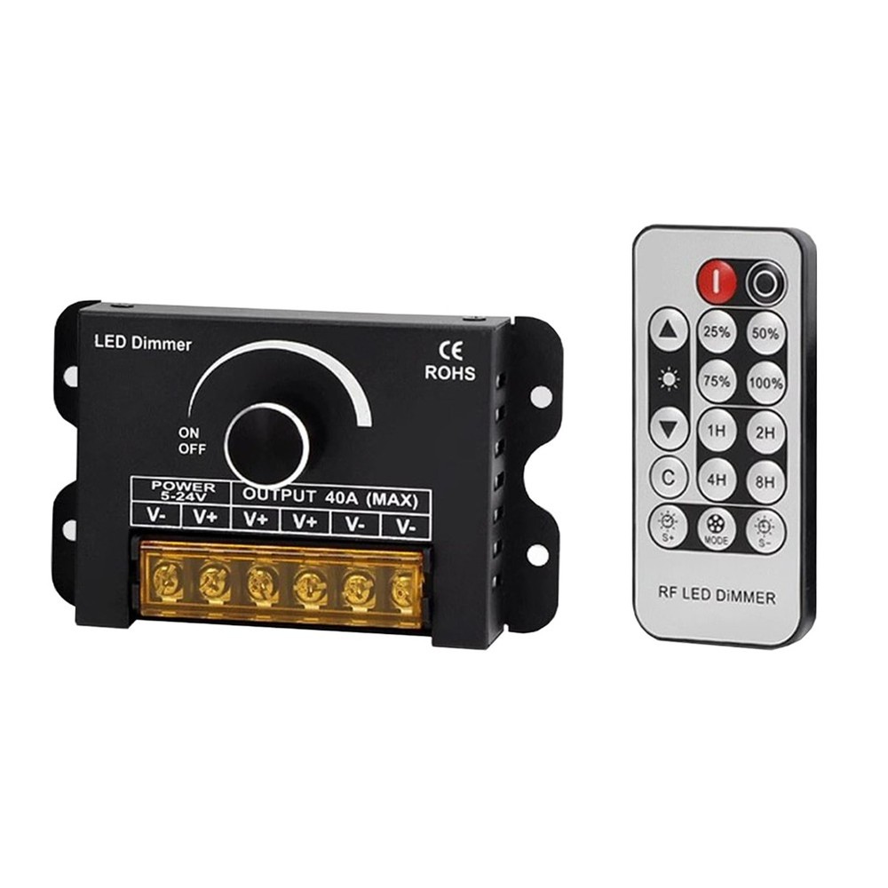 12v LED Dimmer with Remote Control &Timer Function, DC 5-24V 40A Aluminum5286