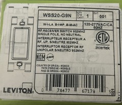 Leviton Decora Rocker Wall Switch Receiver WSS20-G9N White