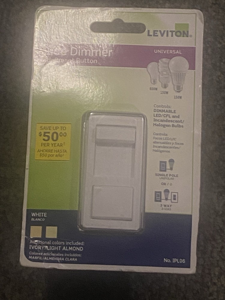 Leviton IllumaTech Slide Dimmer Preset button, White