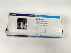 (Pack of 10) Leviton 15 Amp 120 V White Single-Pole Switch 1451-2WM