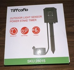 Tiffcofio Outdoor Light Sensor Power Stake Timer Waterproof 6Ft Cord 6 Outlets