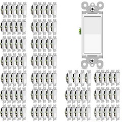 3-Way Wall Light Switch On/Off Rocker Paddle Switch 15A 120/277V UL White 100PK