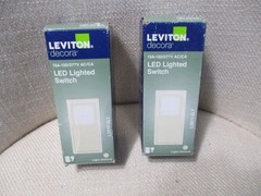 2 Leviton 15A Decora LED Lighted Wall Switch Single-Pole L5611-2LT Light Almond