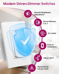 Dimmer Light Switch & 24V 60W Dimmable LED Driver 2 in 1, UL Listed Single-Pole