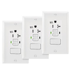 3 Pack 20A GFCI Outlet with Switch Weather Tamper-Resistant White ETL