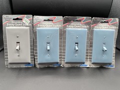 Blue & Grey Plastic Toggle Light Switch Wall Plates Leviton – Lot of 4