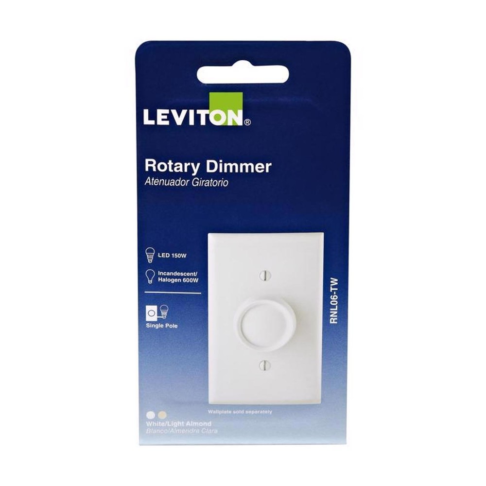 Leviton Trimatron Thermoplastic/Metal Light Almond/White 1-Pole Dimmer Knob 600W