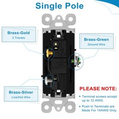 10PCS Black 15A Single Pole Rocker Light Switch for Home Office UL/CUL Listed