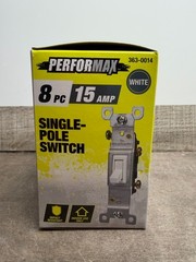 Performax 15 Amp 1 Pole White Rocker Light Switch – 8 Pack-Indoor 120V AC -60Hz