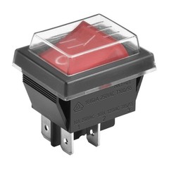 Heschen Rocker Switch On-Off DPST 4 Terminals Red Light 16A 250VAC with Waterpro