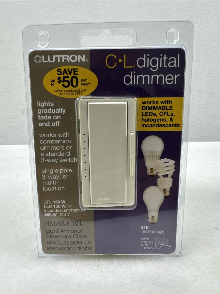 Lutron MACL-153MH-LA ALMOND Maestro 150-Watt Multi-Location NEW