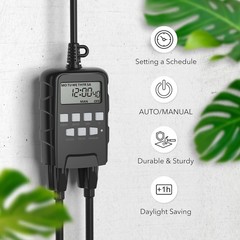 BN-LINK 7 Day Outdoor Heavy Duty Digital Programmable Timer Dual Outlet 8 On/Off