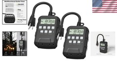 Programmable Outdoor Timer with Rechargeable Backup – Perfect for Holiday Lights
