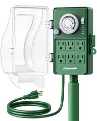 DEWENWILS Heavy Duty Outdoor Timer 6-Outlet Mechanical 1800W for Holiday Lights