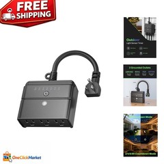 Waterproof Outdoor Light Timer with 3 Grounded Outlets for Dusk to Dawn Control