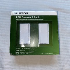 New Lutron DVCL-153P-WH-2 LED+ Diva Dimmer 2 Pack Single Pole 3-Way White