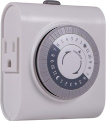GE Mechanical Grounded Outlet Timer, Dual Plugs with 3 Prongs, 24 Hour Cycle