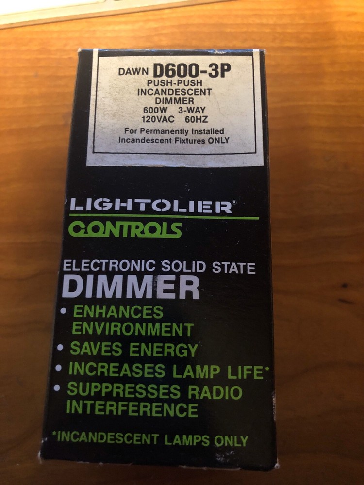 Lightolier D600-3P Dawn Push Incandescent 3-Way Dimmer