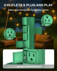 BN-LINK 2-8Hr Outdoor Power Strip Yard Stake Timer 6 Grounded Outlets Waterproof