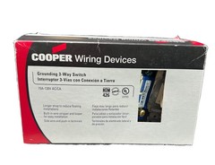 10 Cooper Wiring 1303-7V White Grounding 3-Way Toggle Light Switch 15A 120V