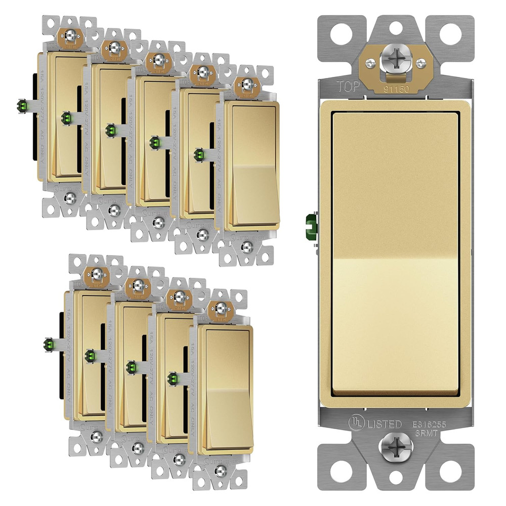 Elite Series Decorator Rocker Light Switch, 15A 120V/277V, Gloss Finish, Single