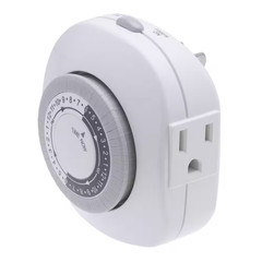 15 Amp 24-Hour Heavy Duty Mechanical Dial Timer with 2-Grounded Outlet for Light