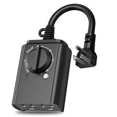 Outdoor Light Timer with Dusk to Dawn Sensor, Weatherproof Dual Grounded Outlets
