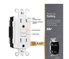Set of 2 Ultra Pro GFCI GE 15 AMP 120 Vac Max Self Test Outlet White 32073-5