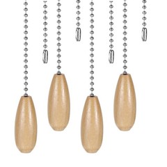 Wooden Ceiling Fan Pull Chain, 4Pcs 12″ Pendant Extension Chains, Wood Color
