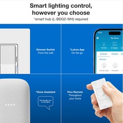 Lutron Diva Smart Dimmer Switch Kit for Caseta Lighting w/ Hub, 1 Pack, White
