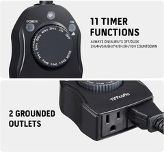 Outdoor Christmas Light Timer, Dusk to Dawn Sensor Countdown, Outdoor Timers for