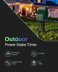 User-Friendly Outdoor Timer with 6 Outlets, Waterproof for Holiday Decorations