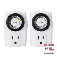BND-60/U47 Indoor Mini 24-Hour Mechanical Outlet Timer, 3-Prong, 2-Pack White