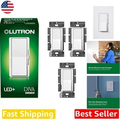 Lutron Diva LED+ Dimmer 3pk White 150W Rocker Slide Control Broad Compatibility