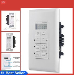 In Wall Digital Timer 24 Hour Programmable 4 On Off Buttons Blue LED Lights