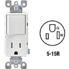 (4)-Leviton Decora White 15A Electrical Switch & Outlet R62-T5625-0WS