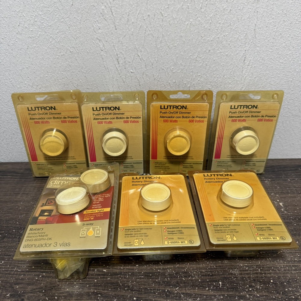 Lutron Push On/Off Dimmer Switch 600 Watts D-600PH-WH, D-600RH-WH, DNG-603PH-DK