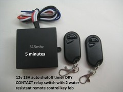 12V 15A 5 minutes auto shutoff relay switch with 2 wireless remote control