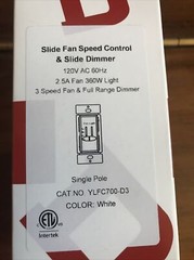 DELIXI White 3 Speed Ceiling Fan Wall Speed Control with LED Dimmer Light Switch
