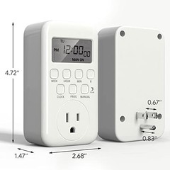 Indoor Digital Timer Outlet, Single Outlet 7 Day 7 Day,1 Outlet, 1-pack