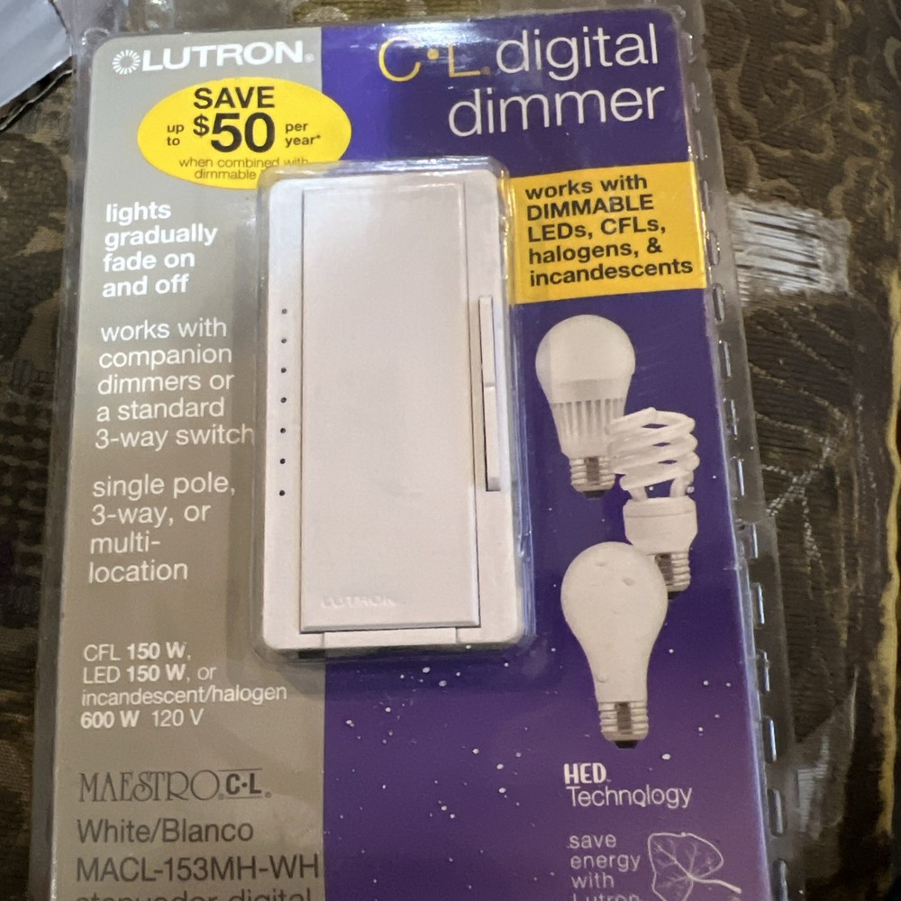 Lutron Maestro CL Digital Dimmer White Single Pole, 3-way – MACL-153MH-WH