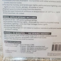 Outdoor Outlet Power Switch Remote Control Weatherproof 40 Ft Range New