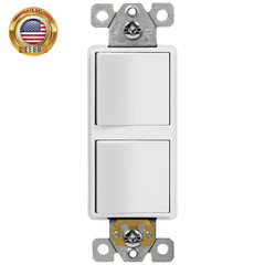 Double Paddle Rocker Decorator Switch, Clamp-Type Back Insert Wiring, Copper Wir