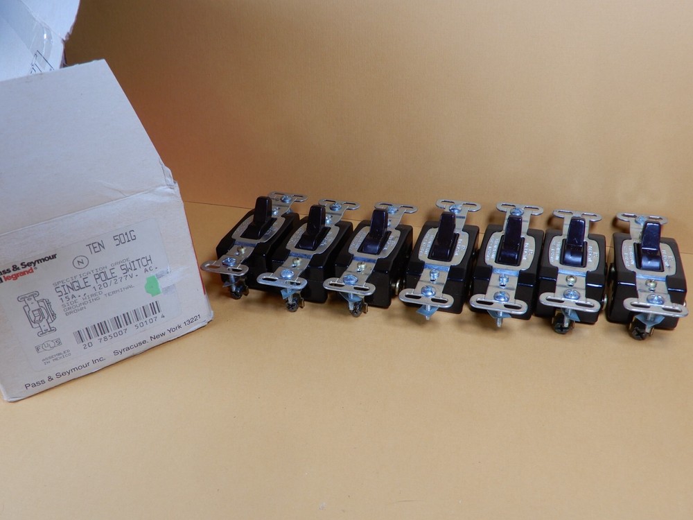 Pass & Seymour Single Pole High Quality 501G 120V Switches Brown NOS Qty 7