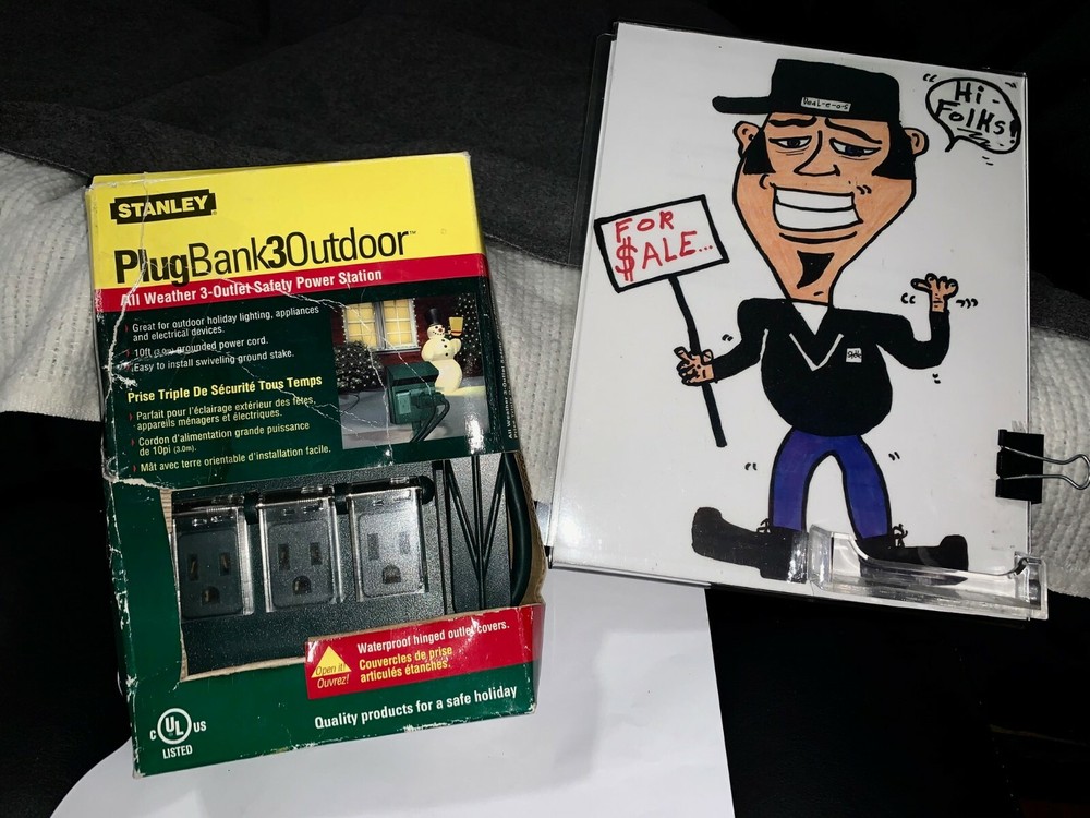 STANLEY Outdoor WATERPROOF COVERED 3 OUTLETS PLUG BANK NEW IN BOX ESTATE SALE’