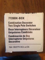 Cooper Wiring 7728BK-BOX, 2 single poles 15 AMP, Black